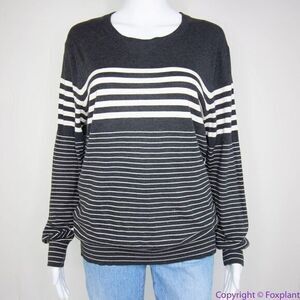 Vince 100% cotton grey stripe crewneck sweater,‎ size Small